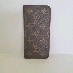 Authentic Louis Vuitton LV Monogram Folio iPhone X Case Brown Pink Phone Case